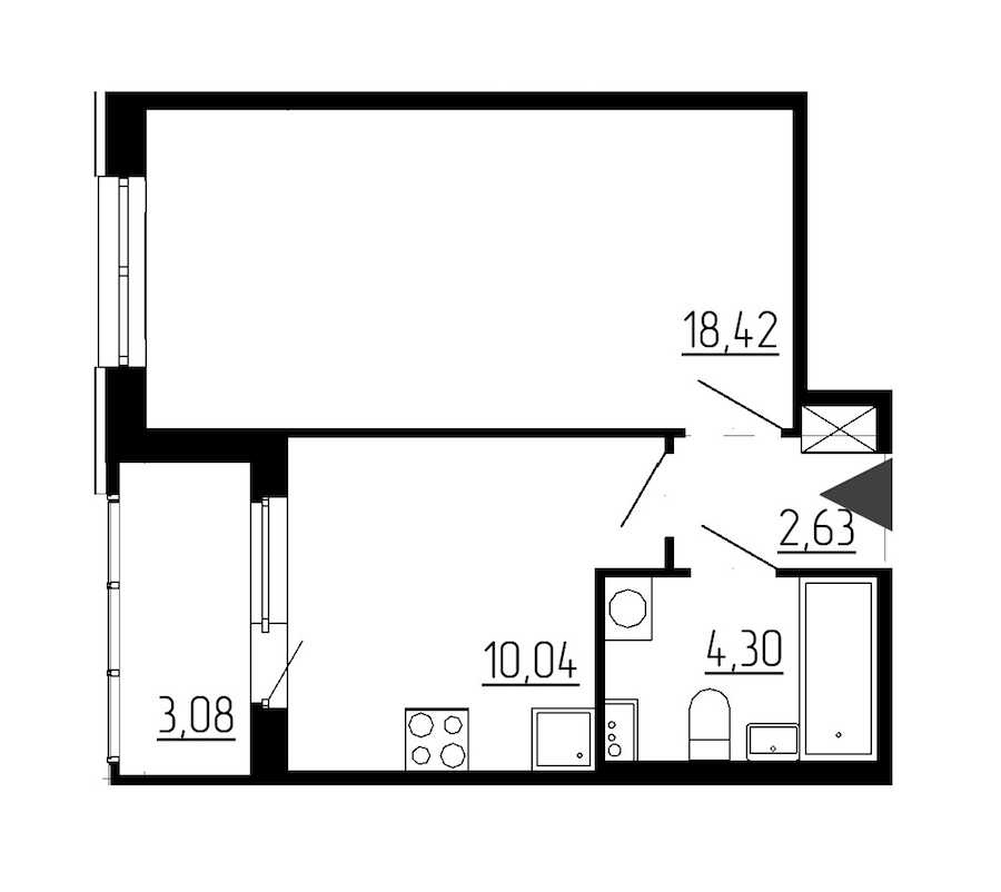 Однокомнатная квартира в : площадь 35.39 м2 , этаж: 1 – купить в Санкт-Петербурге